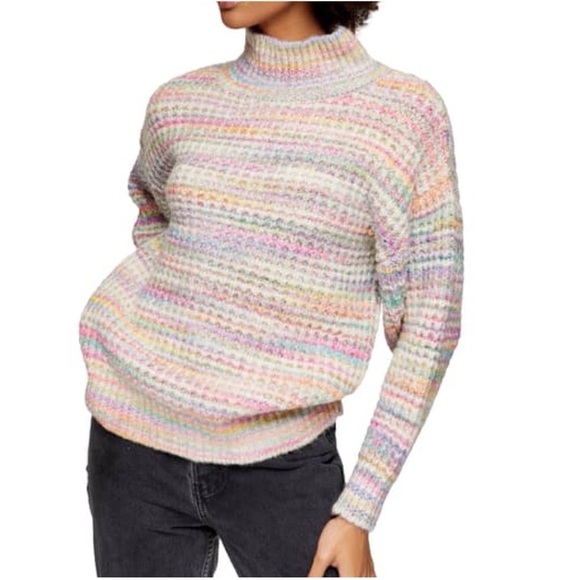 Topshop Sweaters - Topshop Space Dye Chunky Turtleneck Sweater